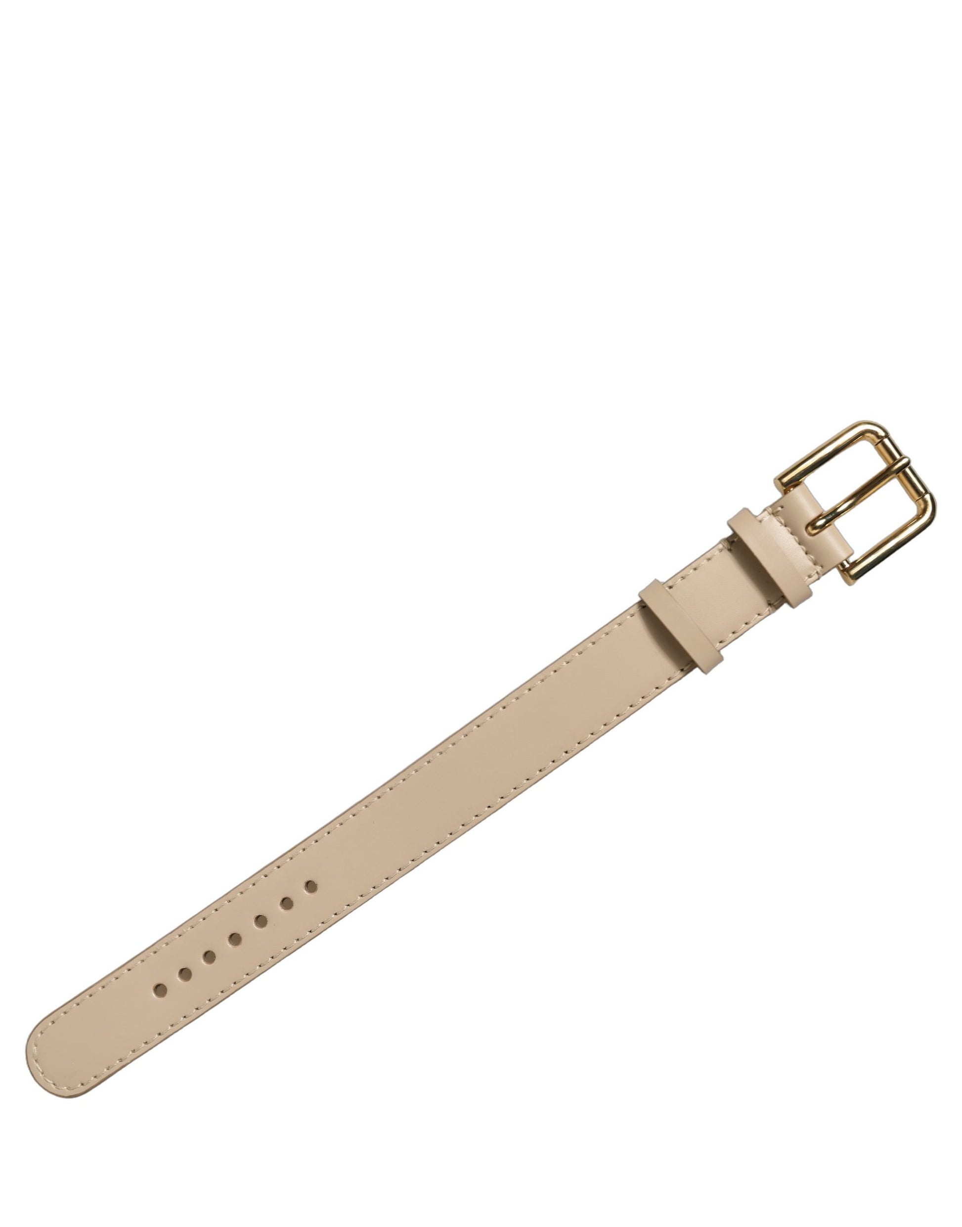 Dolce & Gabbana Beige Calfskin Leather Gold Buckle Bracelet Strap