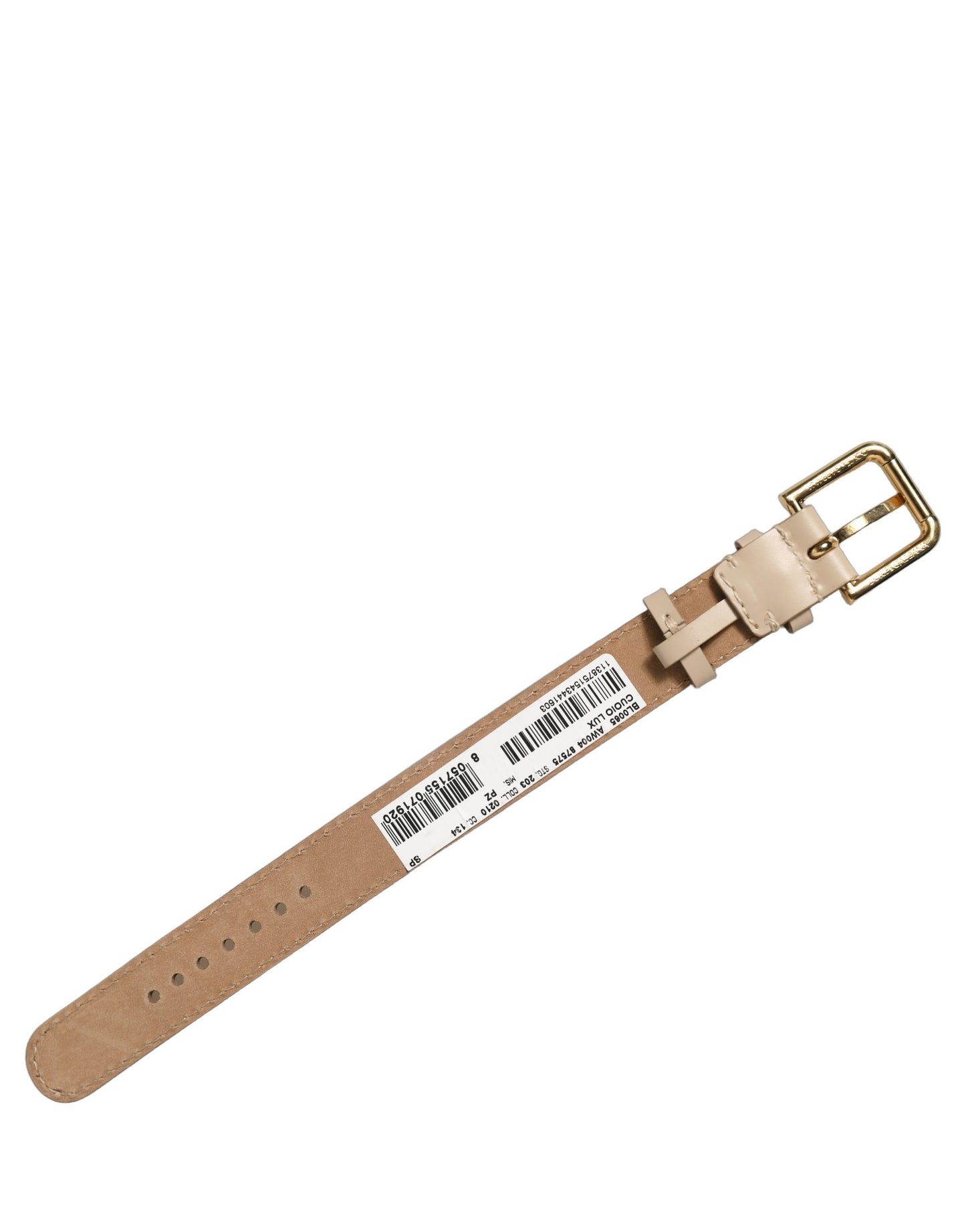 Dolce & Gabbana Beige Calfskin Leather Gold Buckle Bracelet Strap