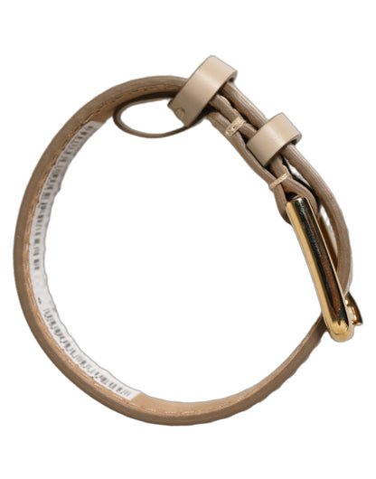 Dolce & Gabbana Beige Calfskin Leather Gold Buckle Bracelet Strap
