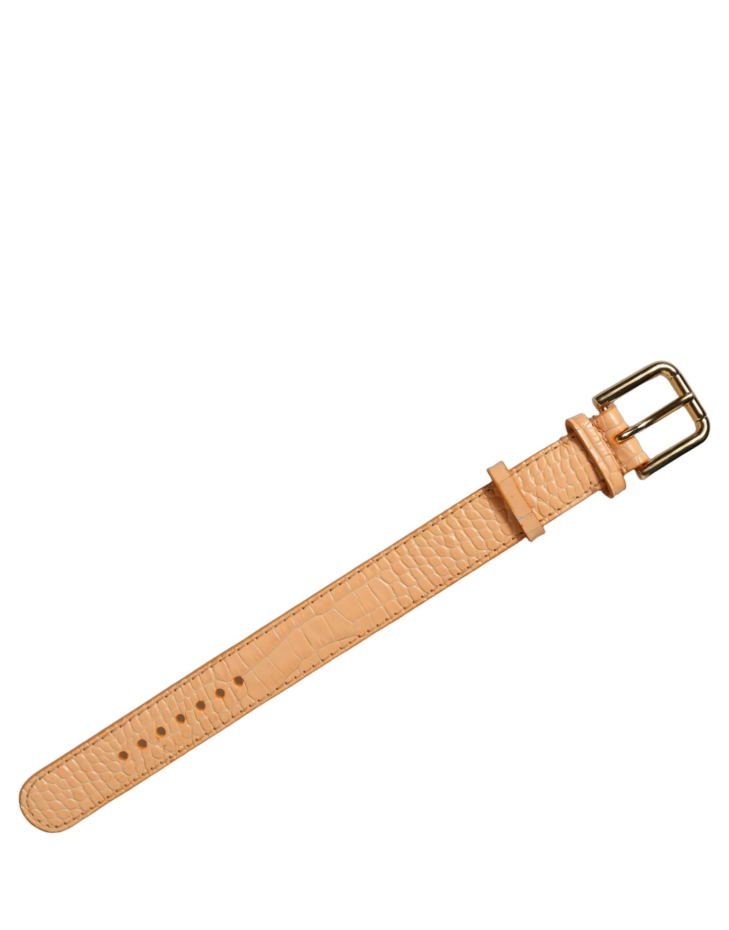 Dolce & Gabbana Beige Embossed Leather Gold Buckle Bracelet Strap