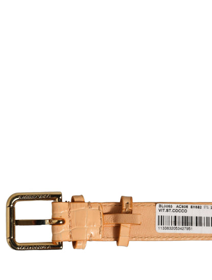 Dolce & Gabbana Beige Embossed Leather Gold Buckle Bracelet Strap