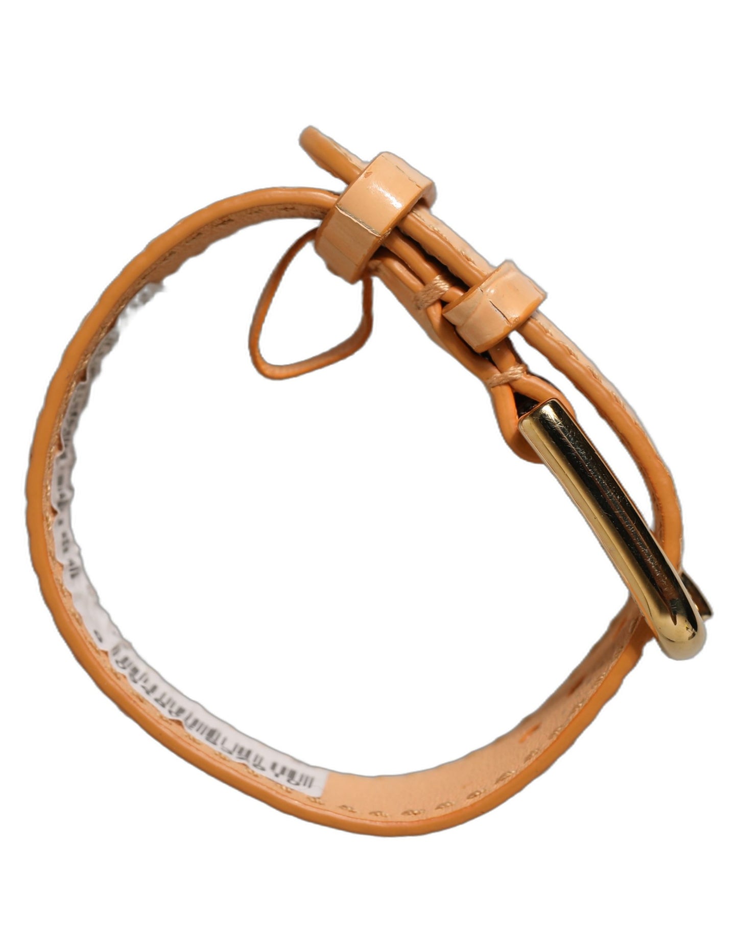 Dolce & Gabbana Beige Embossed Leather Gold Buckle Bracelet Strap