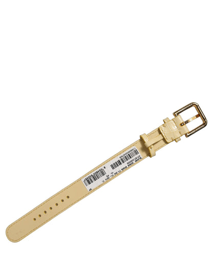 Dolce & Gabbana Beige Embossed Leather Gold Buckle Bracelet Strap