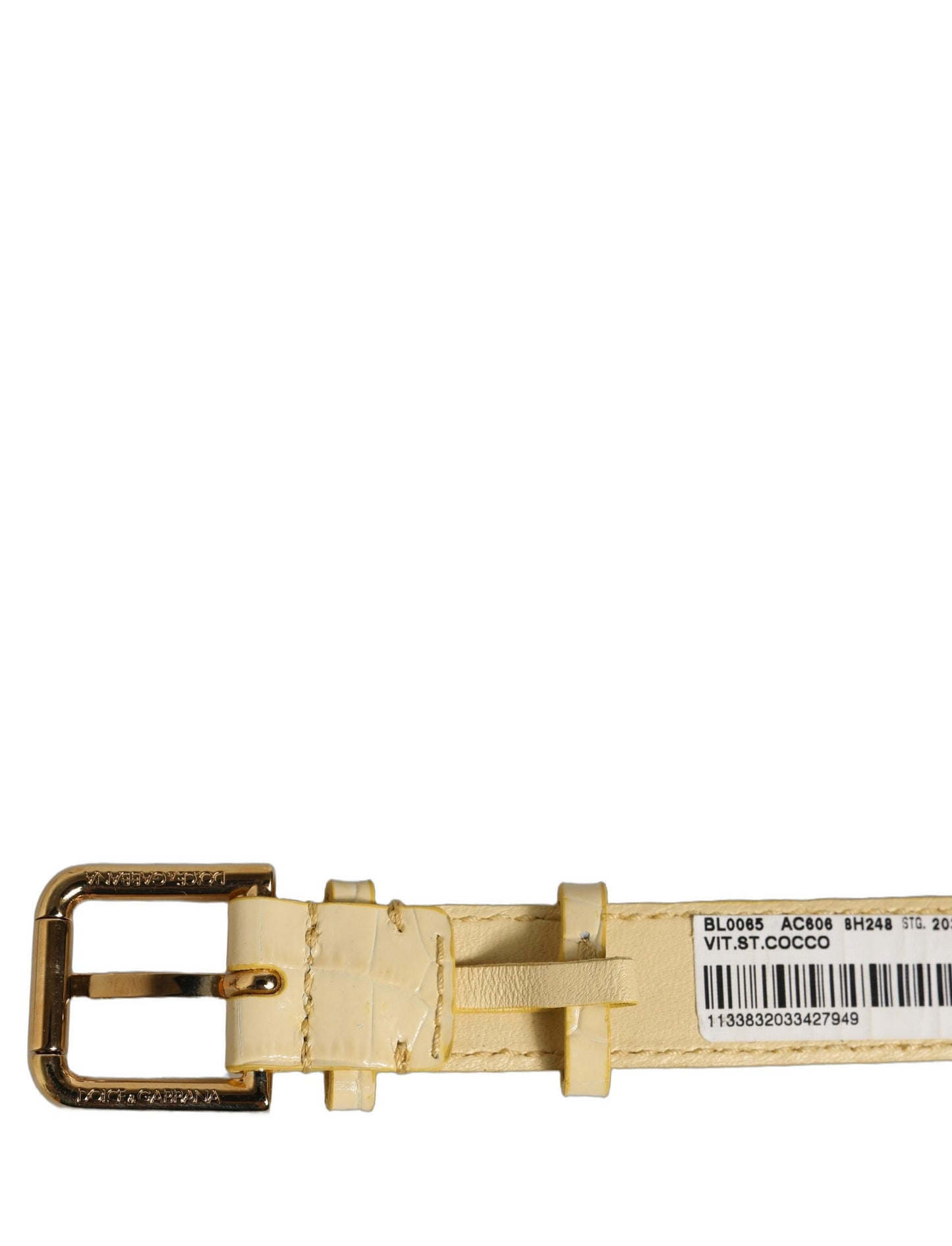 Dolce & Gabbana Beige Embossed Leather Gold Buckle Bracelet Strap