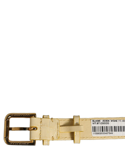 Dolce & Gabbana Beige Embossed Leather Gold Buckle Bracelet Strap