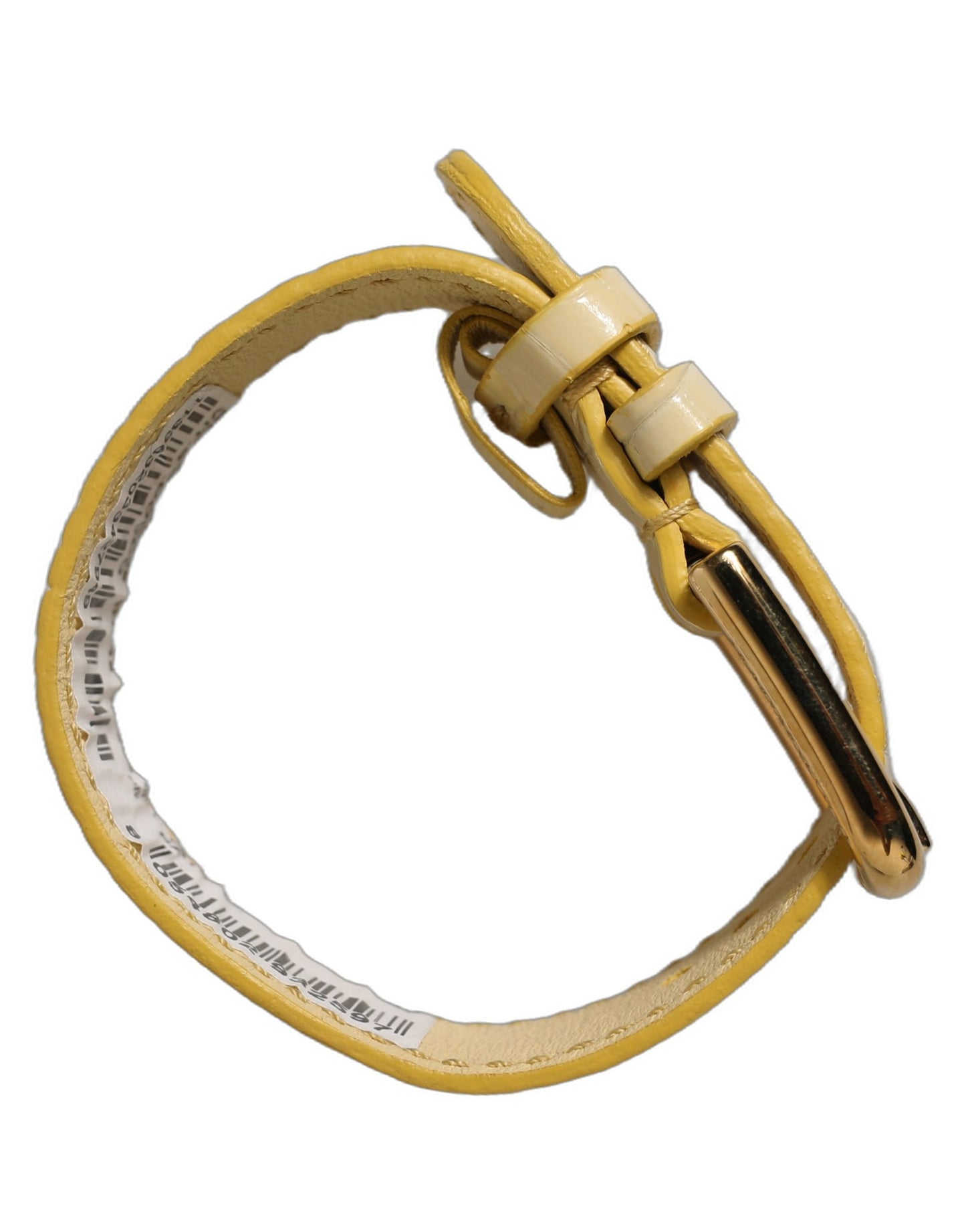 Dolce & Gabbana Beige Embossed Leather Gold Buckle Bracelet Strap
