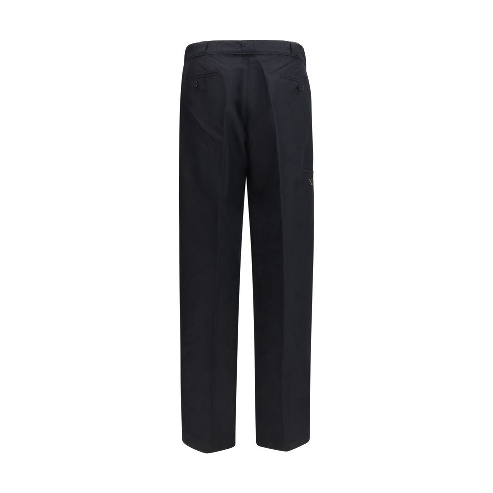 Prada Technical Wide-Leg Canvas Pants - Black