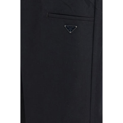 Prada Technical Wide-Leg Canvas Pants - Black