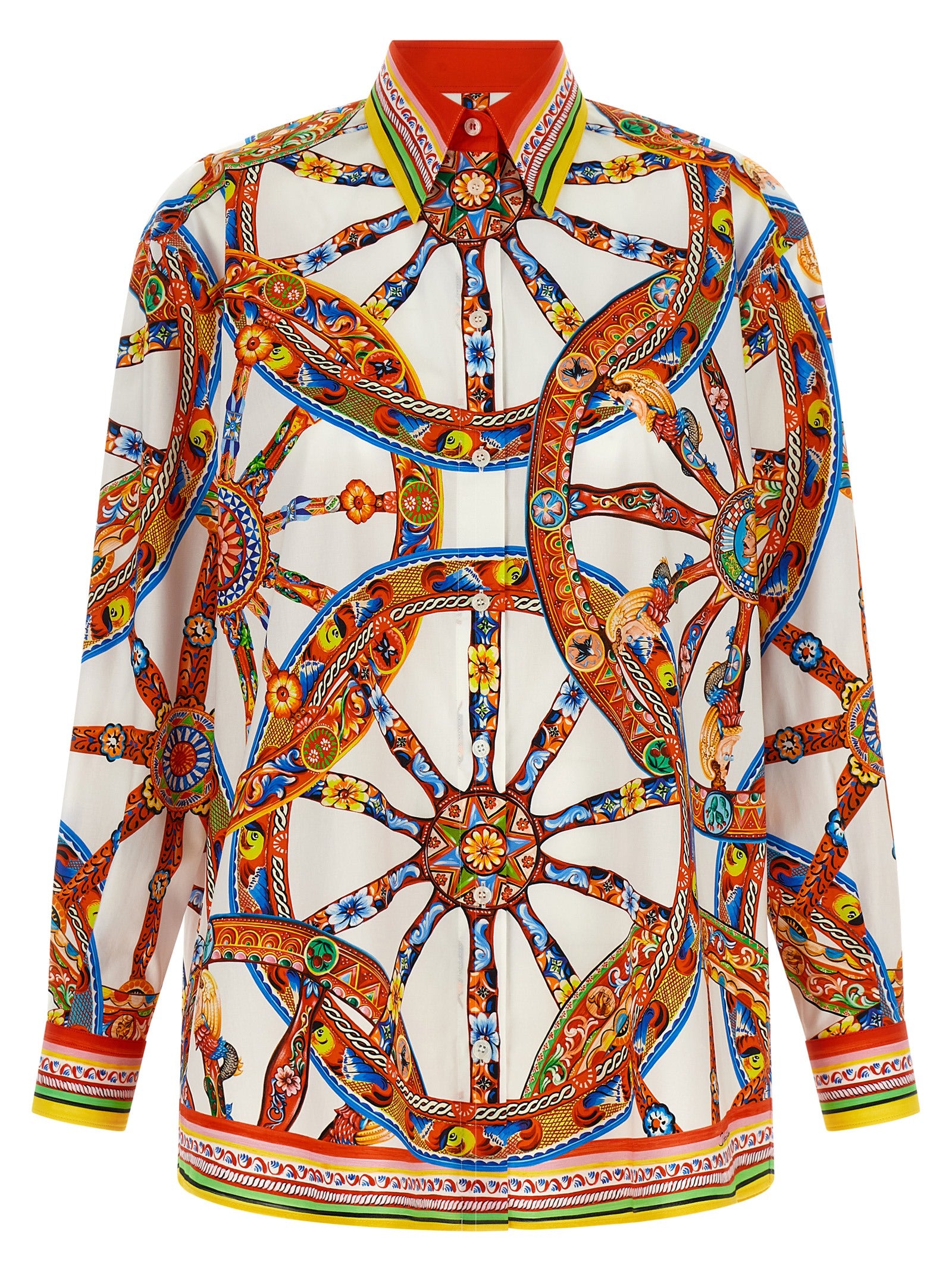 Dolce & Gabbana Multicolor Cotton Blouse Inspired by Sicilian Carretto