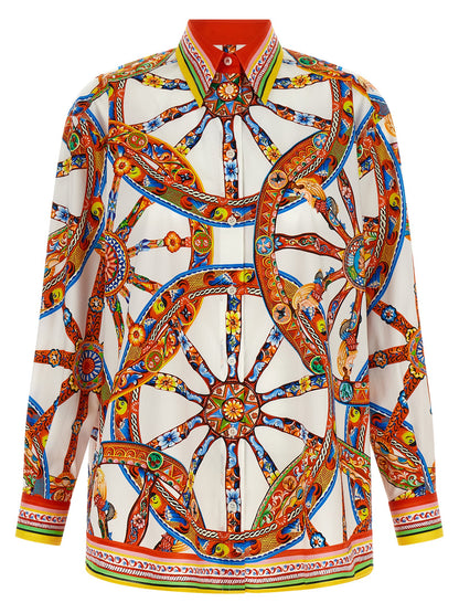 Dolce & Gabbana Multicolor Cotton Blouse Inspired by Sicilian Carretto