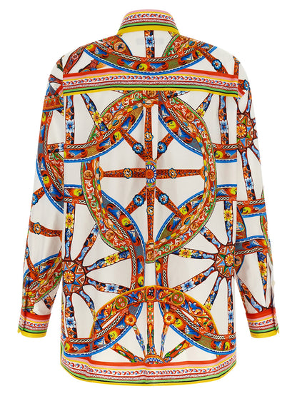 Dolce & Gabbana Multicolor Cotton Blouse Inspired by Sicilian Carretto