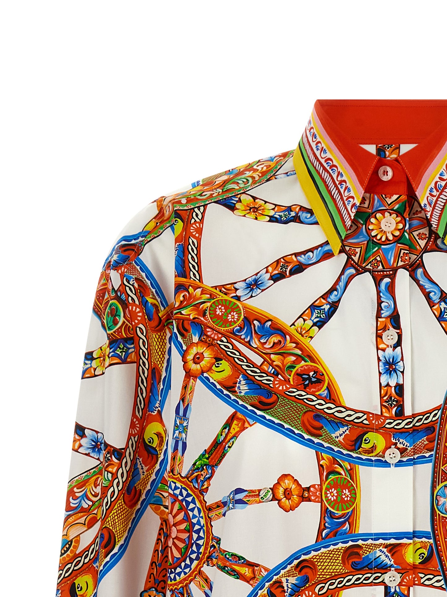 Dolce & Gabbana Multicolor Cotton Blouse Inspired by Sicilian Carretto
