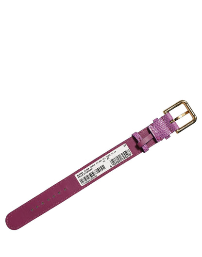 Dolce & Gabbana Purple Textured Leather Gold Buckle Belt Strap Bracelet