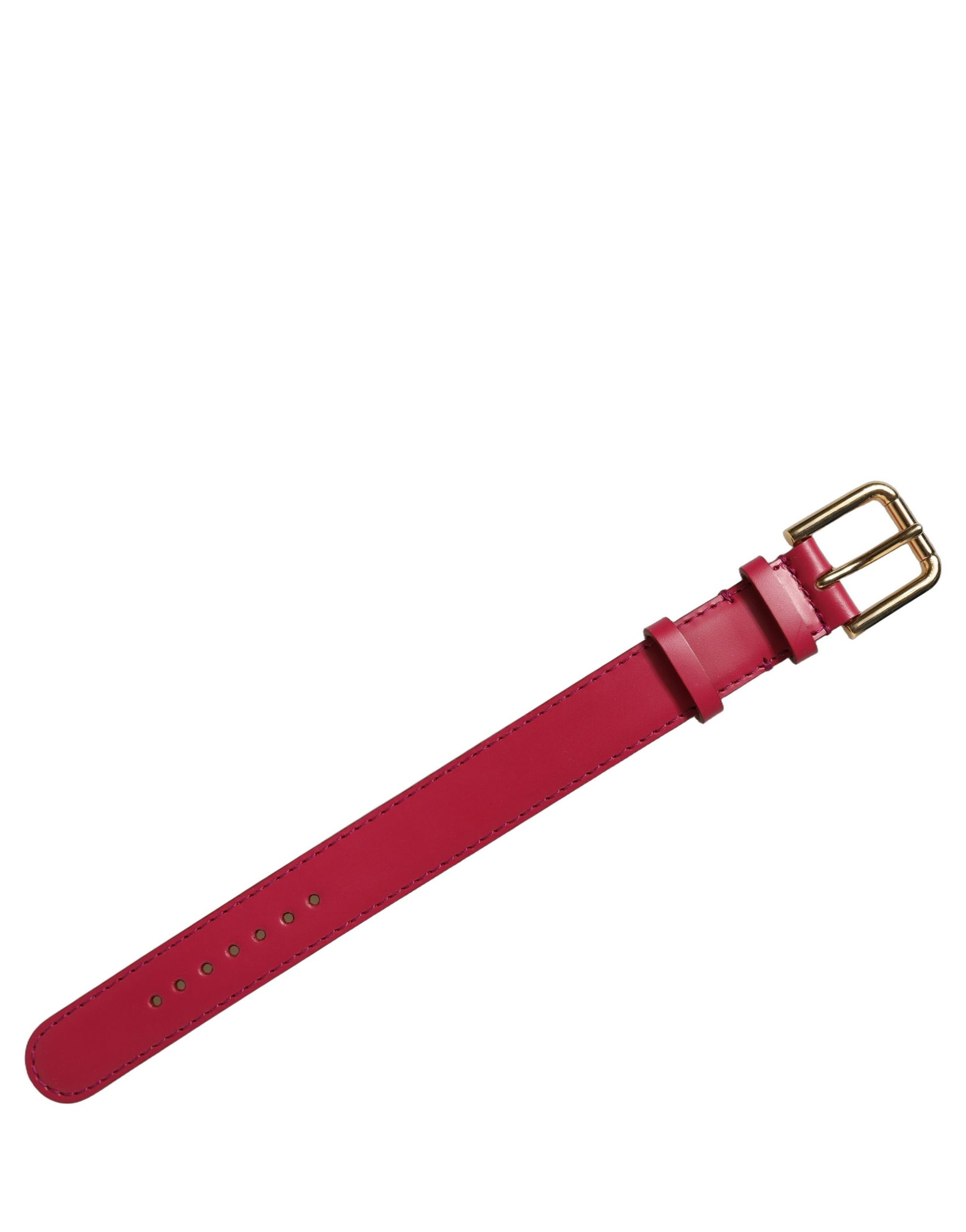 Dolce & Gabbana Red Calfskin Leather Gold Buckle Belt Strap Bracelet