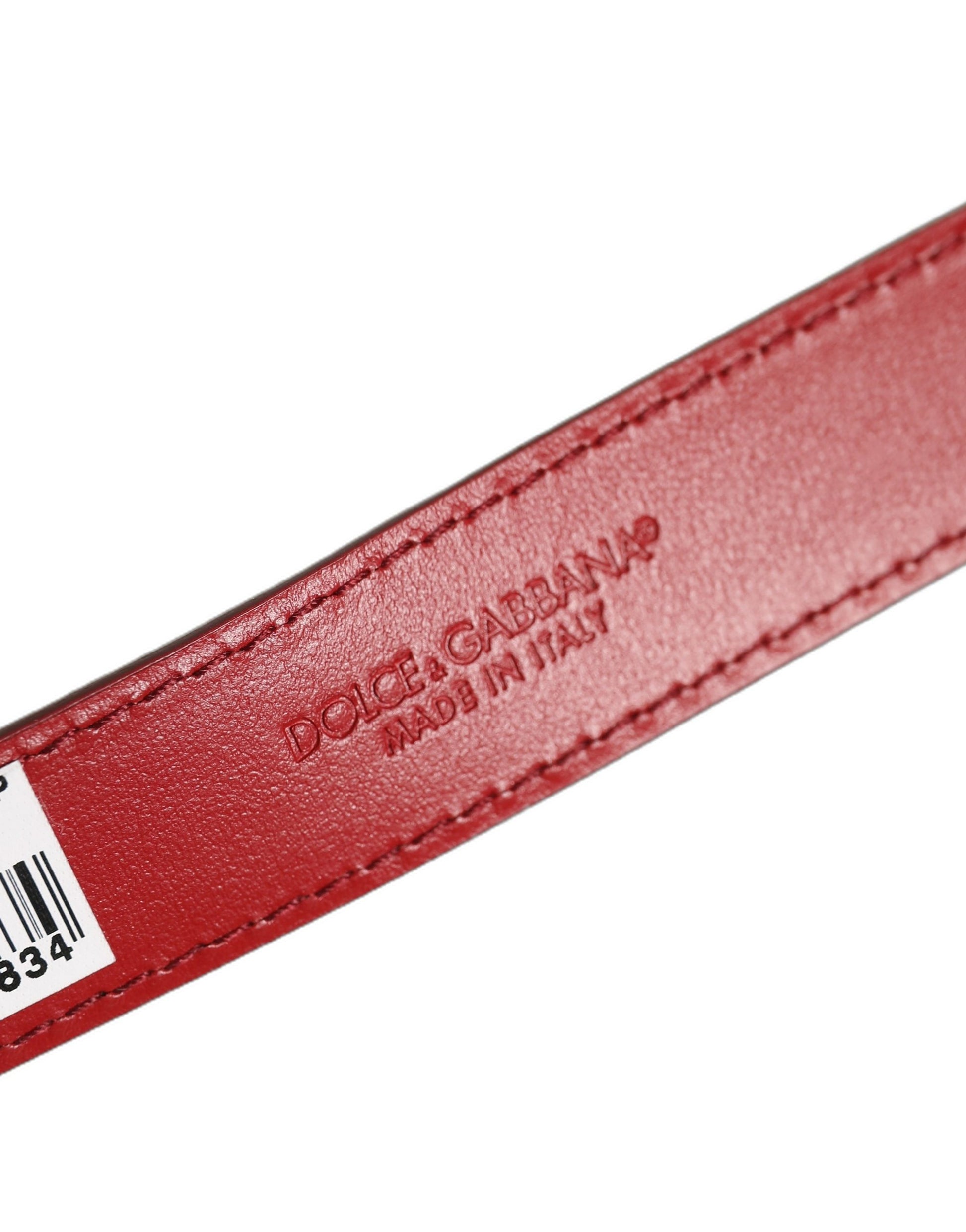 Dolce & Gabbana Red Calfskin Leather Gold Buckle Belt Strap Bracelet