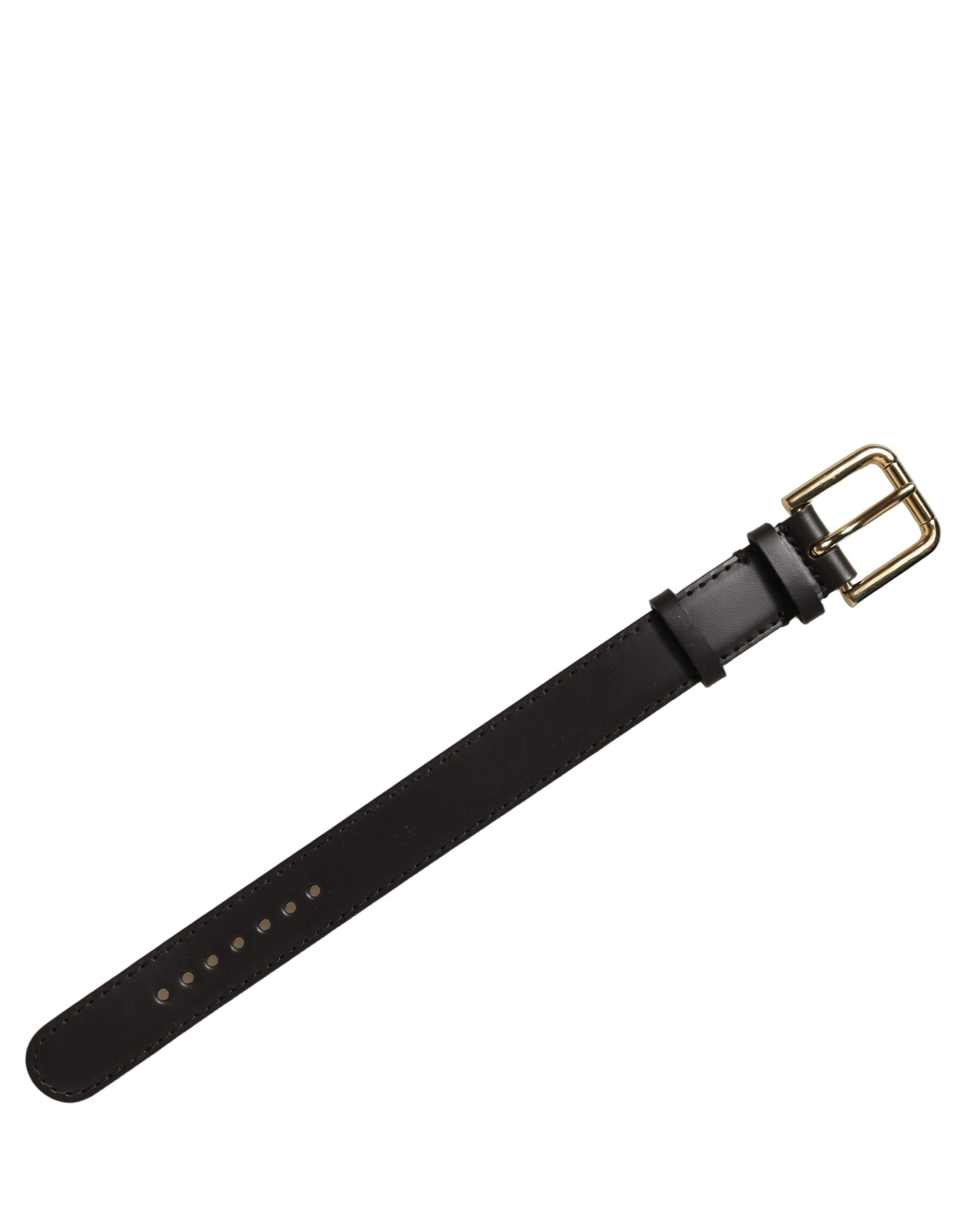 Dolce & Gabbana Black Calfskin Leather Gold Buckle Belt Strap Bracelet