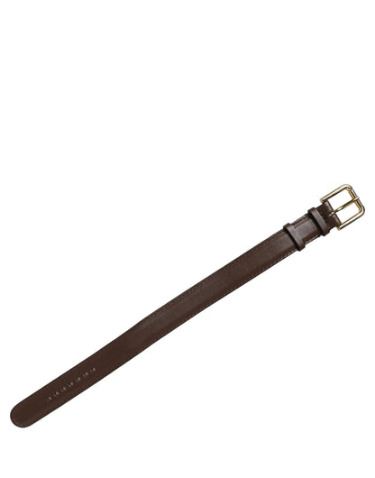 Dolce & Gabbana Brown Calfskin Leather Gold Buckle Belt Strap Bracelet