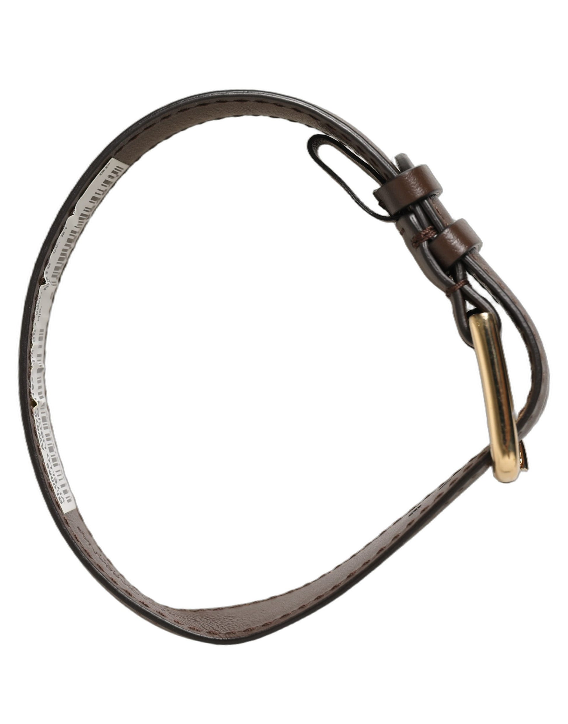 Dolce & Gabbana Brown Calfskin Leather Gold Buckle Belt Strap Bracelet
