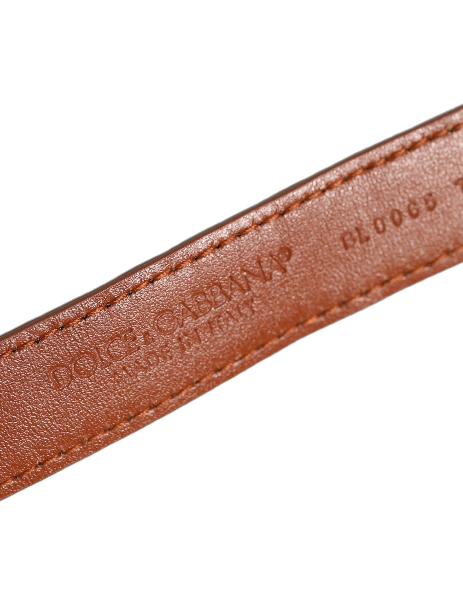 Dolce & Gabbana Brown Textured Leather Gold Buckle Belt Strap Bracelet