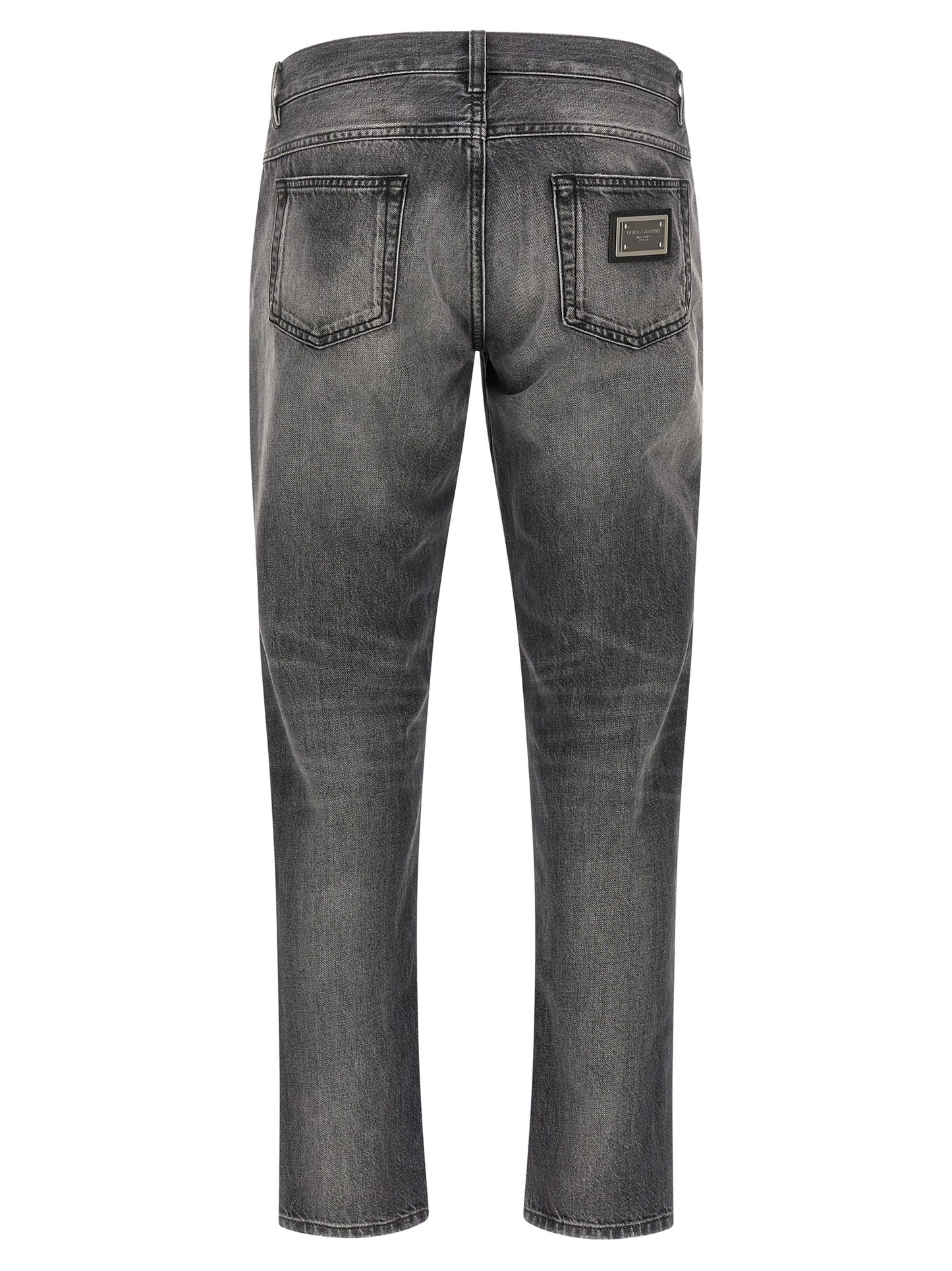 Dolce & Gabbana Gray Delavé Cotton Jeans with Distressed Details