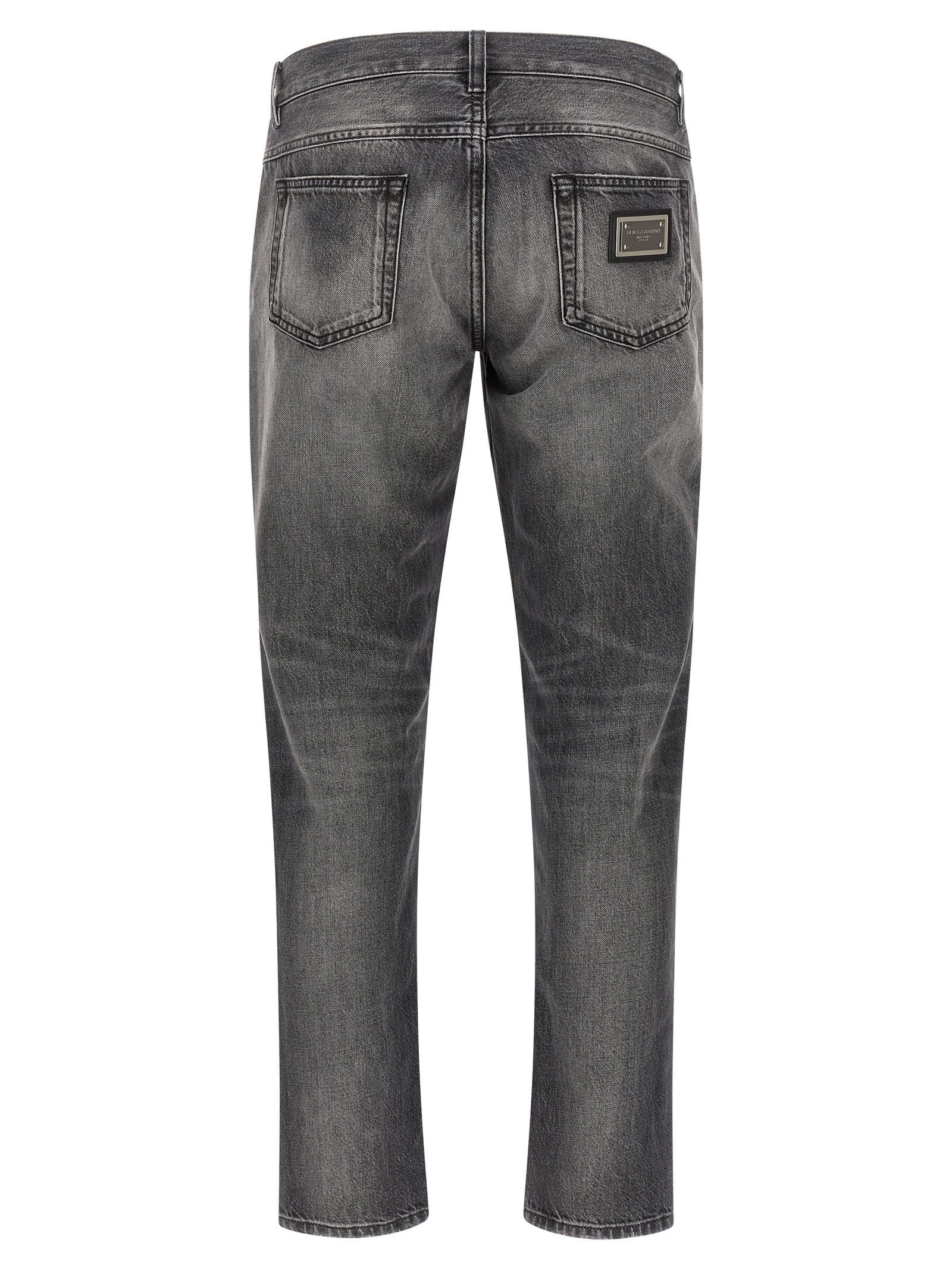 Dolce & Gabbana Gray Delavé Cotton Jeans with Distressed Details