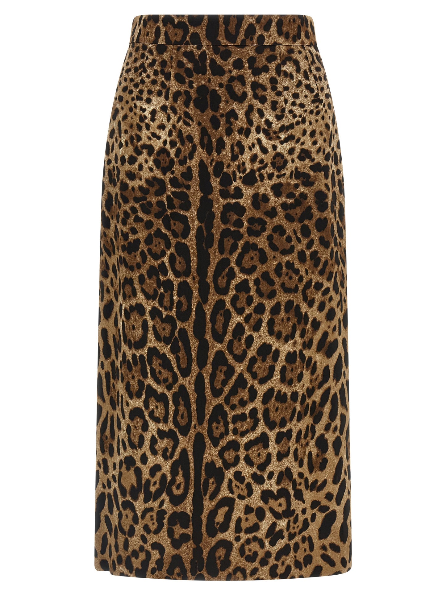 Dolce & Gabbana Brown Viscose Leopard Print Midi Skirt