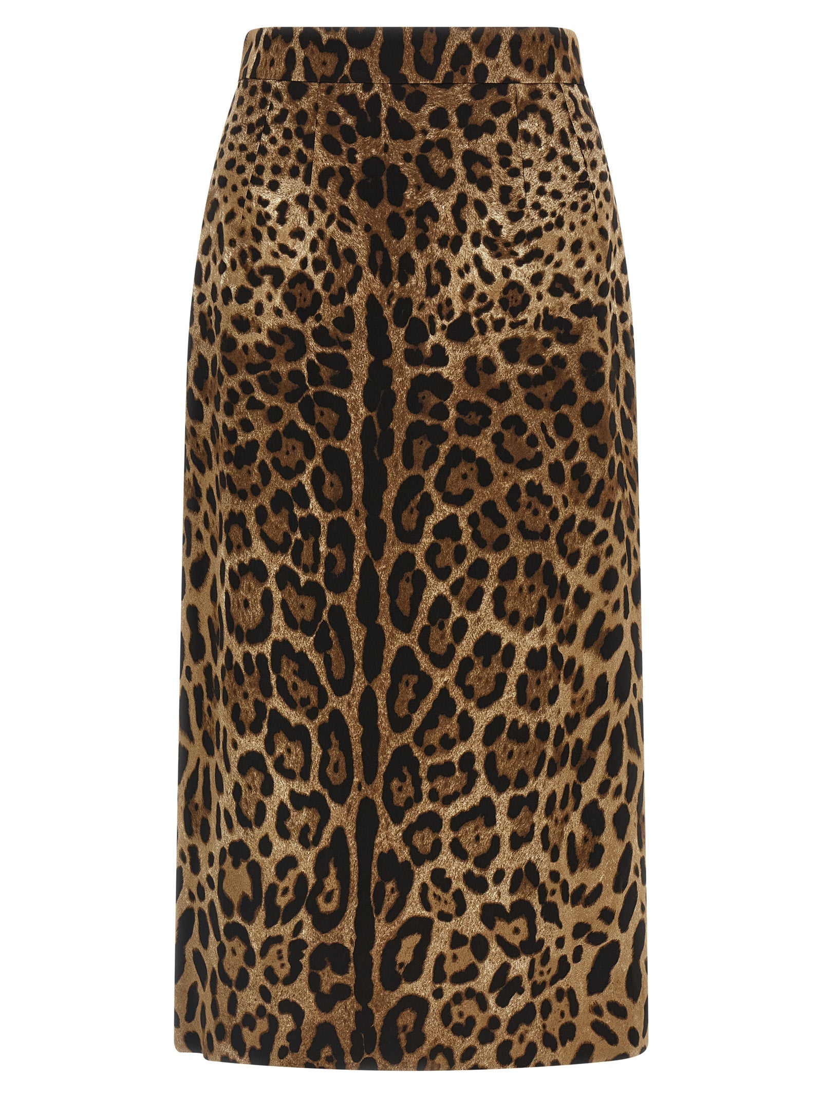 Dolce & Gabbana Brown Viscose Leopard Print Midi Skirt
