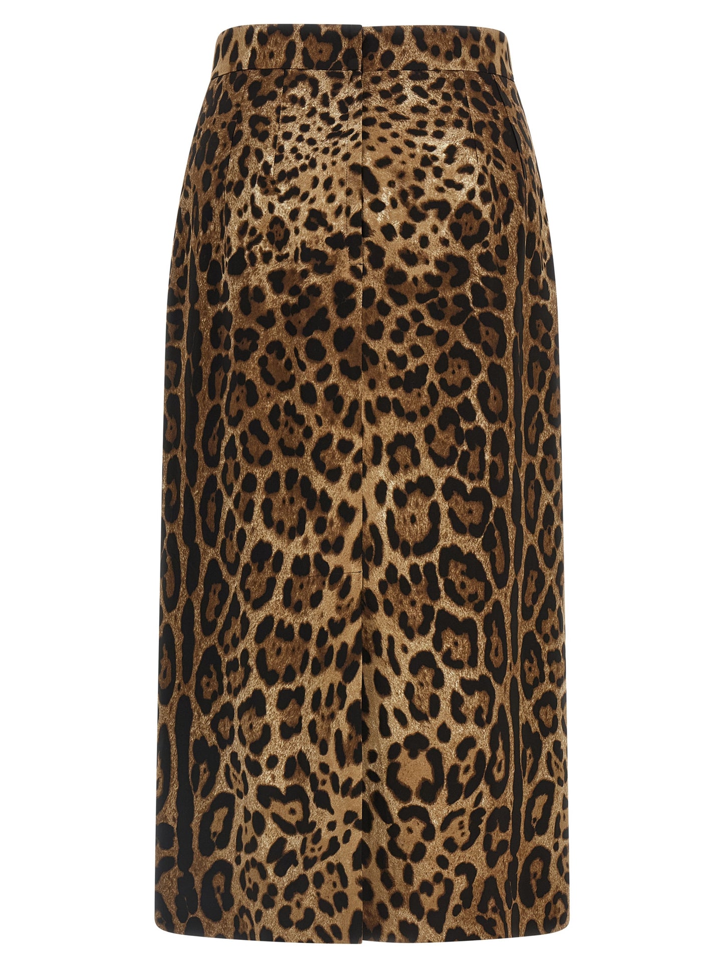 Dolce & Gabbana Brown Viscose Leopard Print Midi Skirt