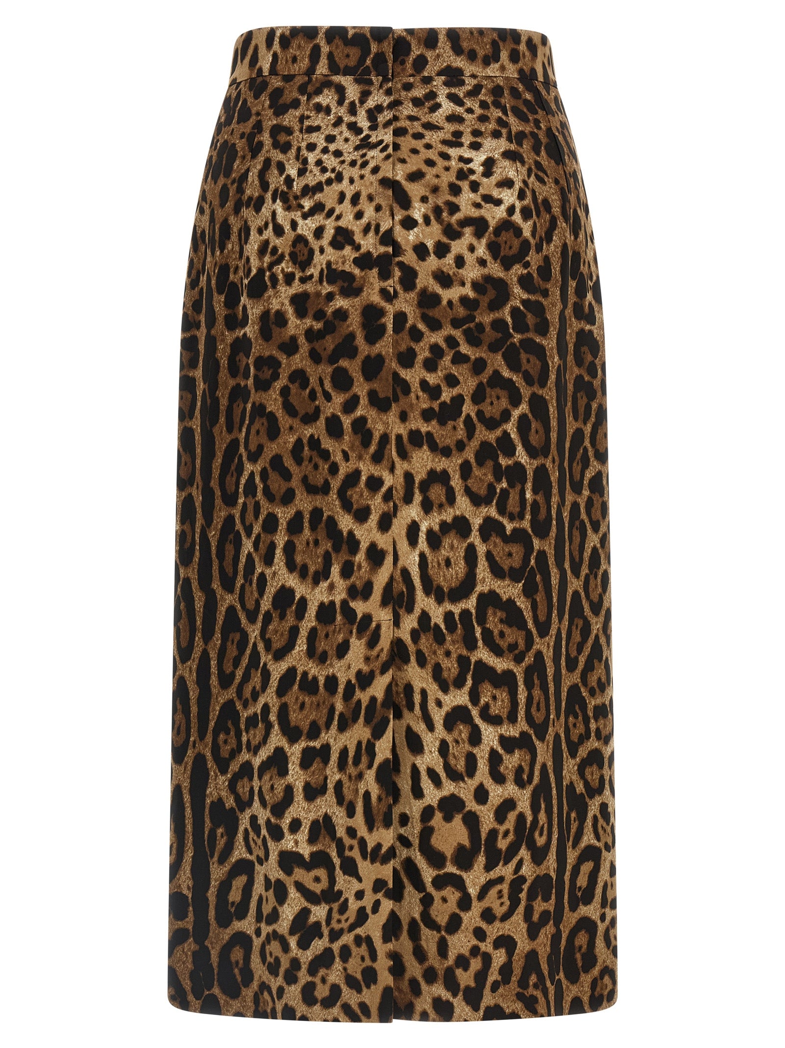 Dolce & Gabbana Brown Viscose Leopard Print Midi Skirt
