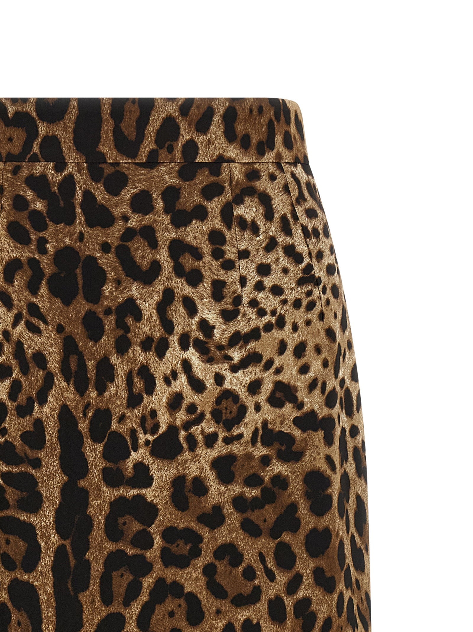 Dolce & Gabbana Brown Viscose Leopard Print Midi Skirt