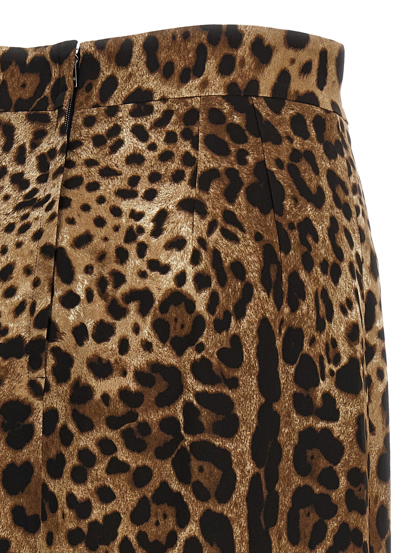 Dolce & Gabbana Brown Viscose Leopard Print Midi Skirt