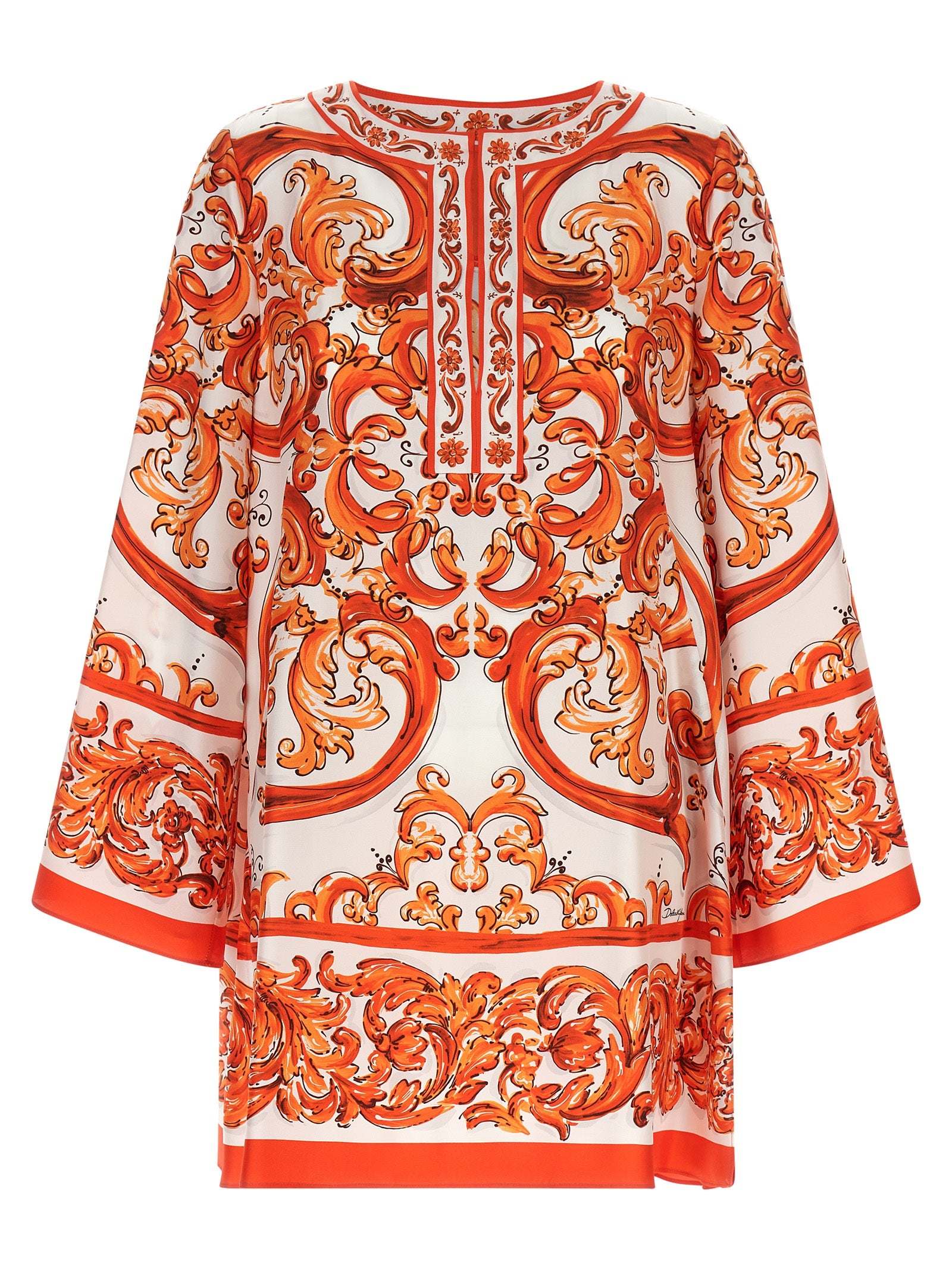 Dolce & Gabbana Orange Silk Kaftan Mini Dress