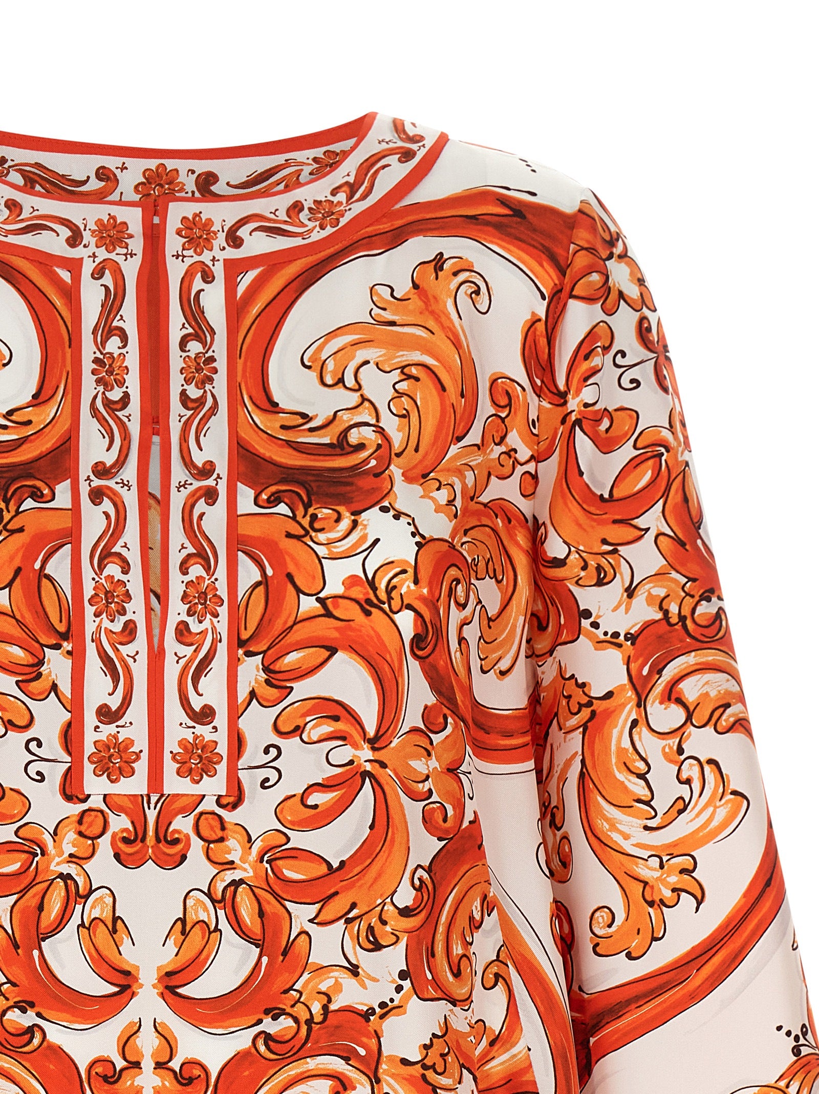 Dolce & Gabbana Orange Silk Kaftan Mini Dress