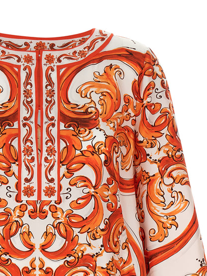 Dolce & Gabbana Orange Silk Kaftan Mini Dress