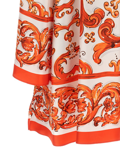 Dolce & Gabbana Orange Silk Kaftan Mini Dress
