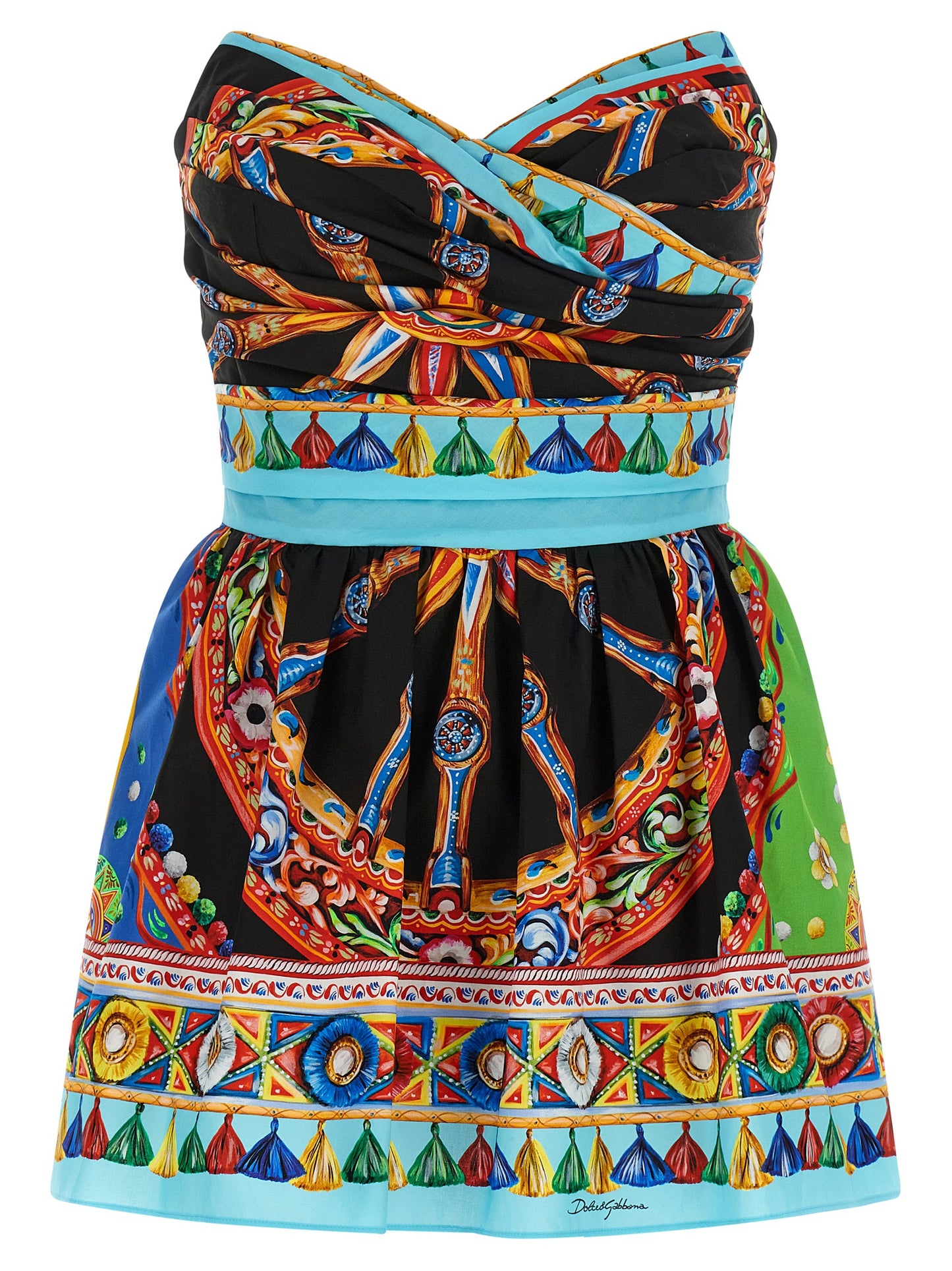Dolce & Gabbana Multicolor Cotton Off-the-Shoulder Mini Dress