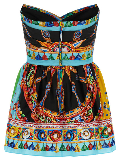 Dolce & Gabbana Multicolor Cotton Off-the-Shoulder Mini Dress
