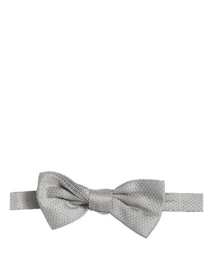 Dolce & Gabbana Men Gray 100% Silk Adjustable Neck Papillon Bow Tie