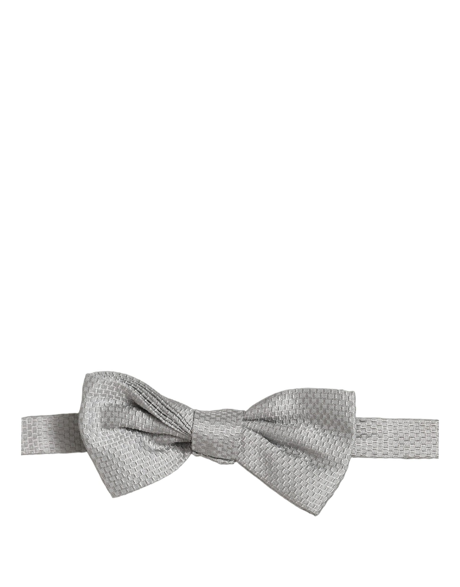 Dolce & Gabbana Men Gray 100% Silk Adjustable Neck Papillon Bow Tie