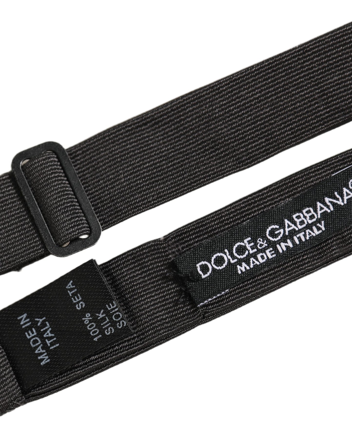 Dolce & Gabbana Men Black 100% Cotton Adjustable Neck Papillon Bow Tie