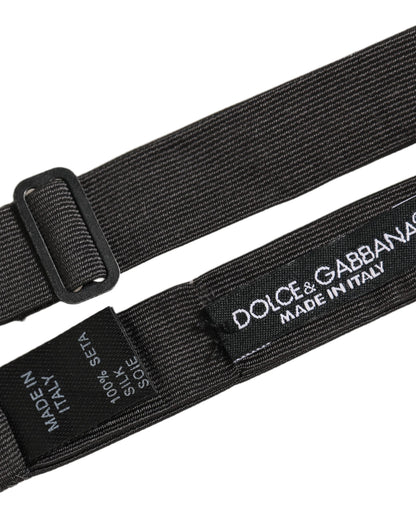 Dolce & Gabbana Men Black 100% Cotton Adjustable Neck Papillon Bow Tie