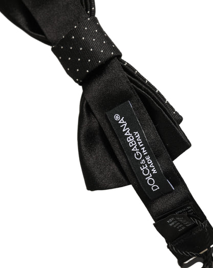 Dolce & Gabbana Men Black DG Polka Dot Adjustable Neck Papillon Bow Tie