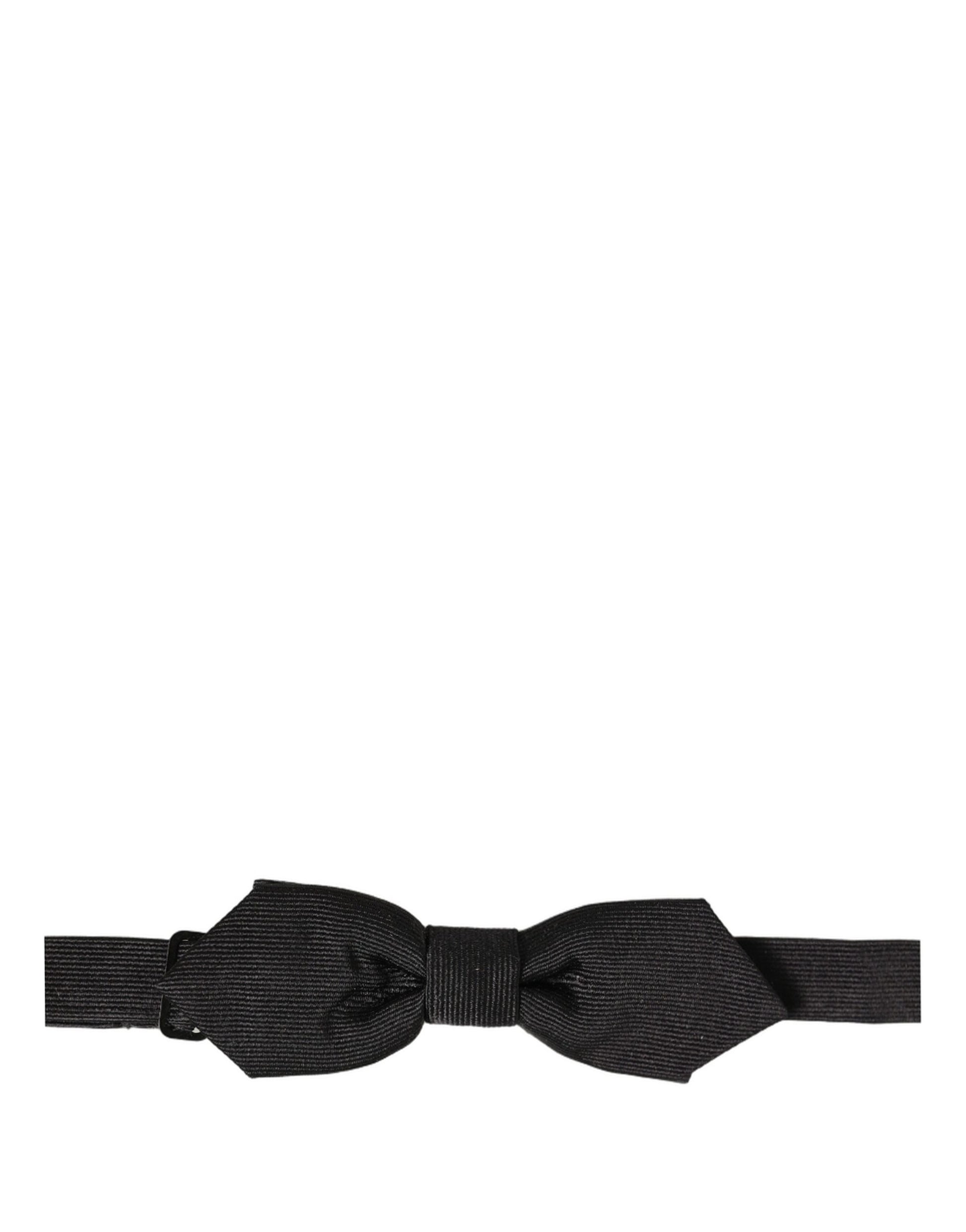 Dolce & Gabbana Men Black 100% Silk Adjustable Neck Papillon Bow Tie