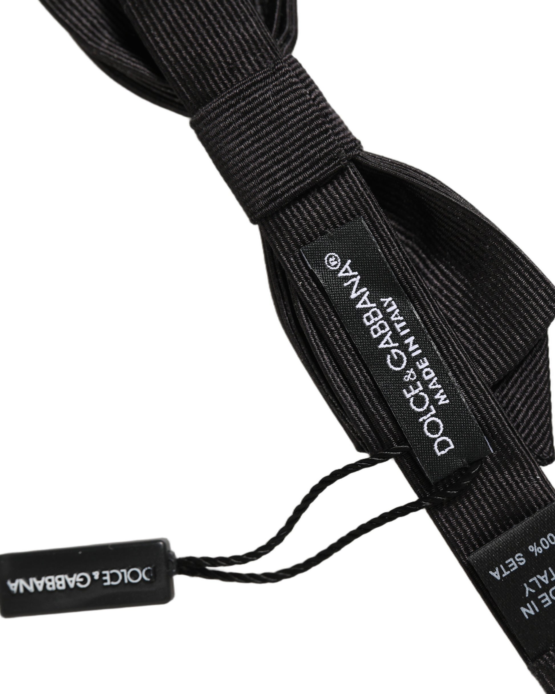 Dolce & Gabbana Men Black 100% Silk Adjustable Neck Papillon Bow Tie