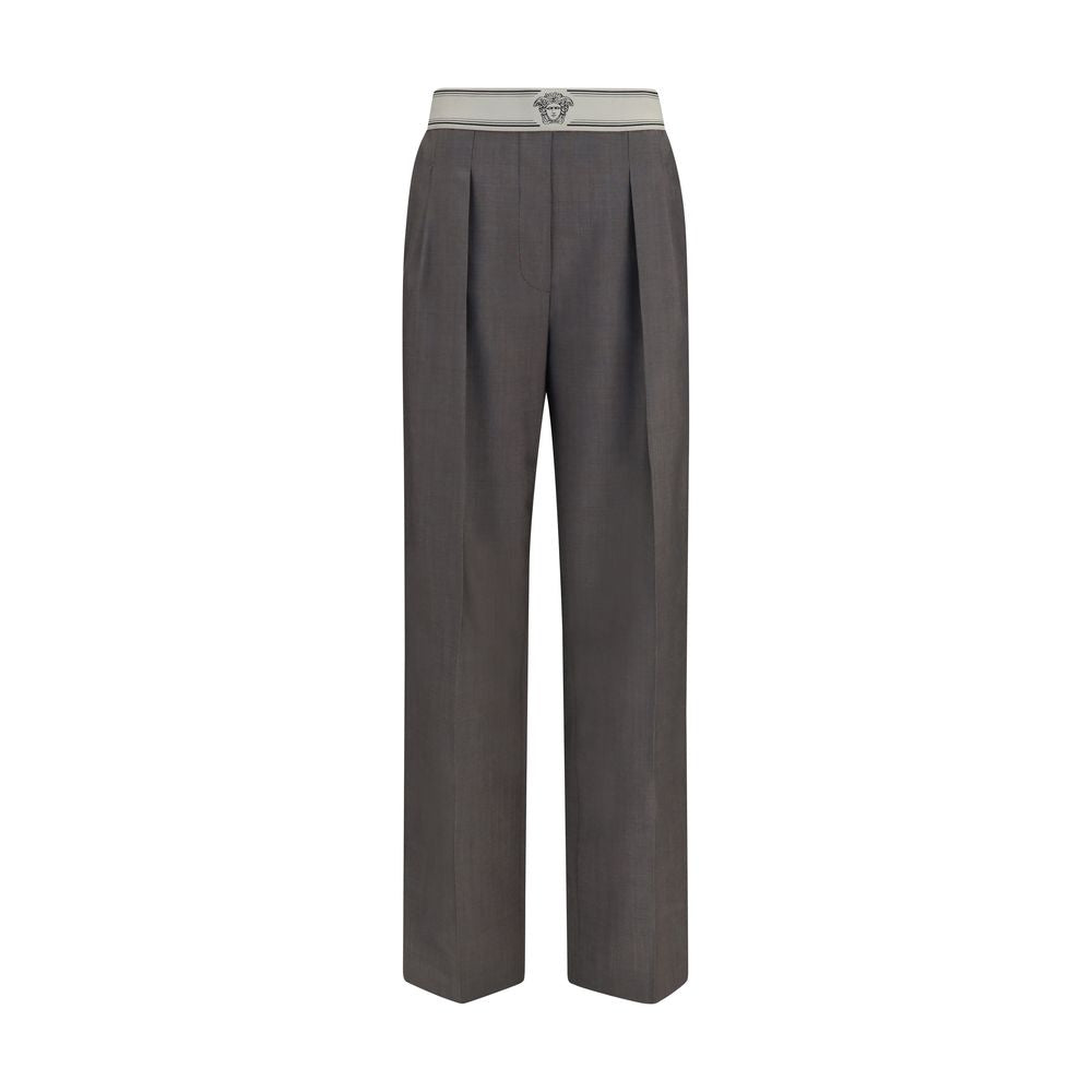 Versace Gray Wool and Mohair Oves Aries Pants