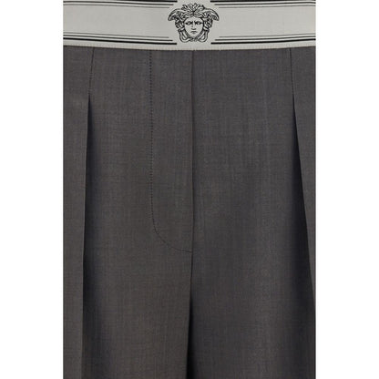 Versace Gray Wool and Mohair Oves Aries Pants