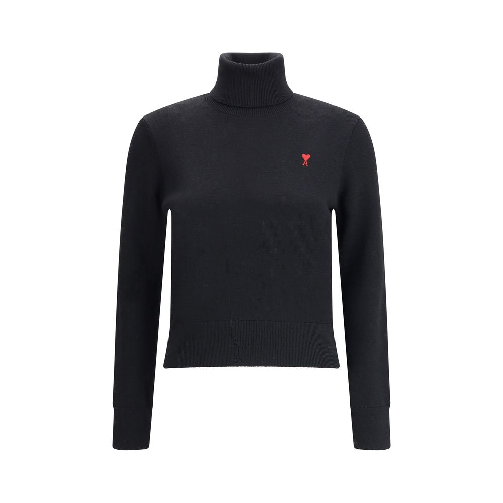 Ami Paris Black Merino Wool Turtleneck