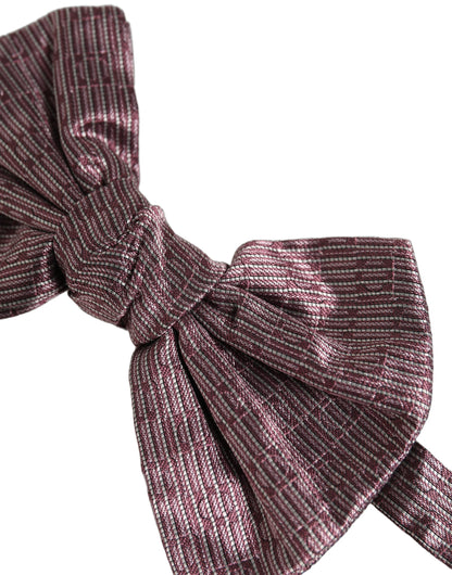 Dolce & Gabbana Men Maroon 100% Silk Adjustable Neck Papillon Bow Tie