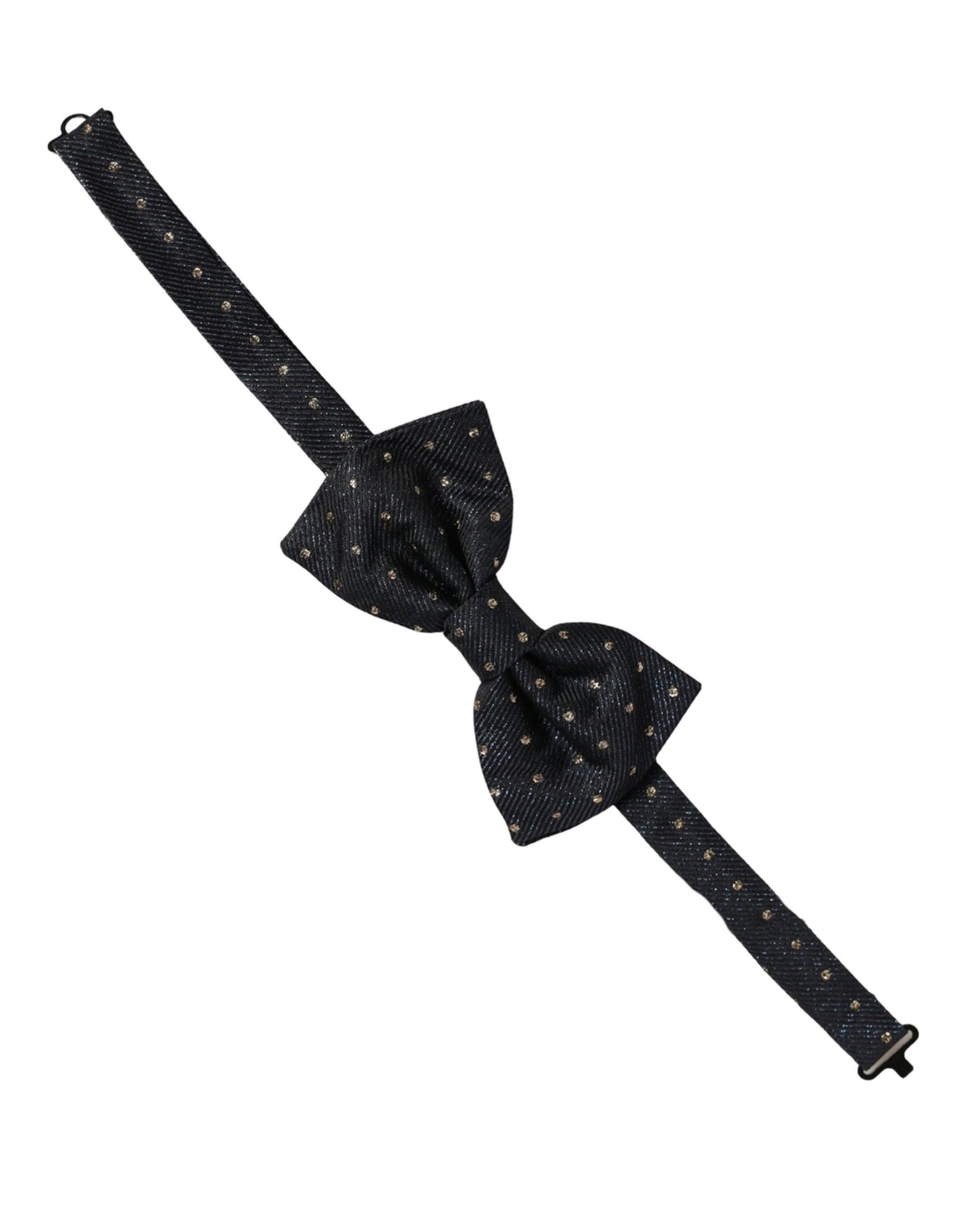 Dolce & Gabbana Men Black Polka Dot Silk Adjustable Neck Papillon Bow Tie