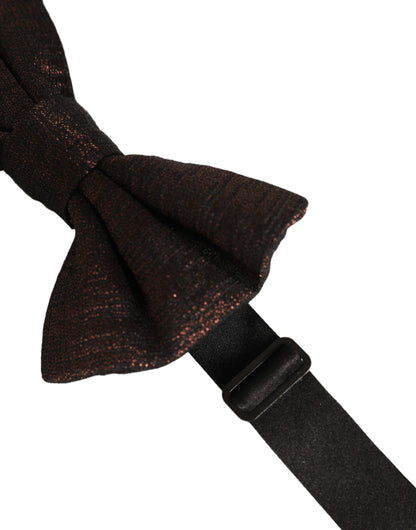 Dolce & Gabbana Men Brown 100% Silk Adjustable Neck Papillon Bow Tie